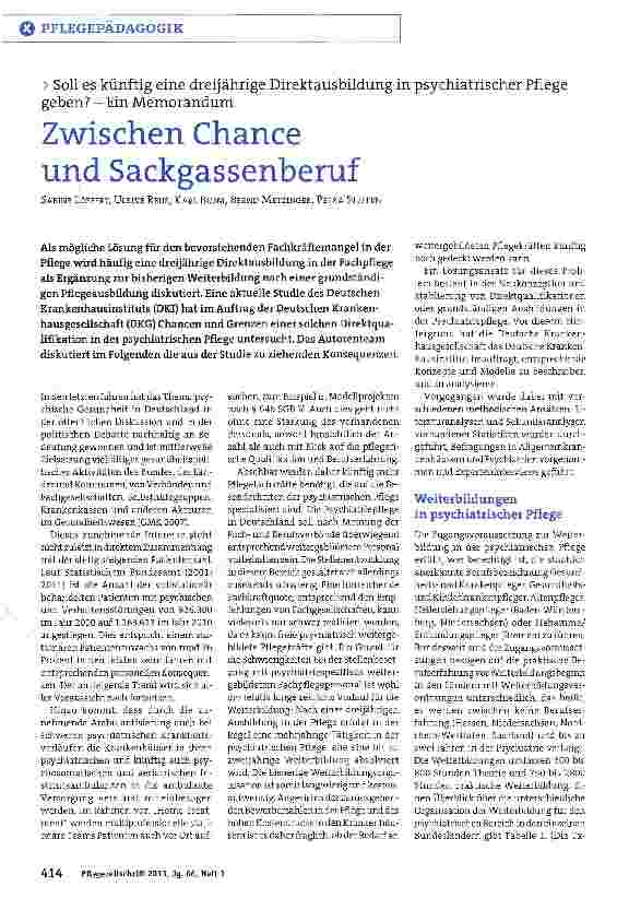 Vorschauseite 1: Zwischen Chance und Sackgassenberuf