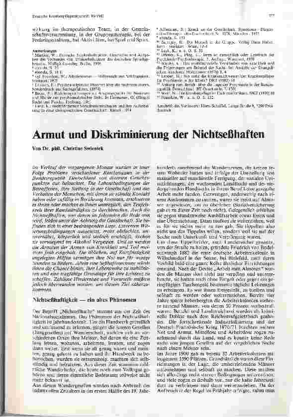 Vorschauseite 1: Armut und Diskriminierung der Nichtseßhaften