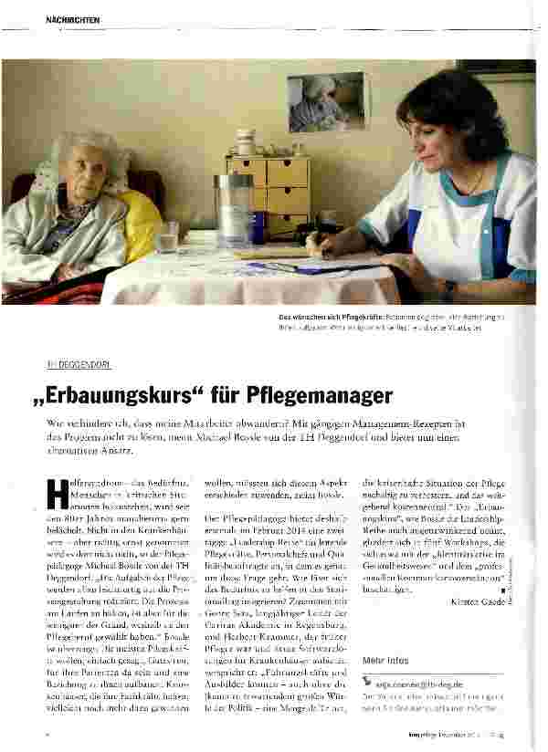 Vorschauseite 1: Erbauungskurs für Pflegemanager