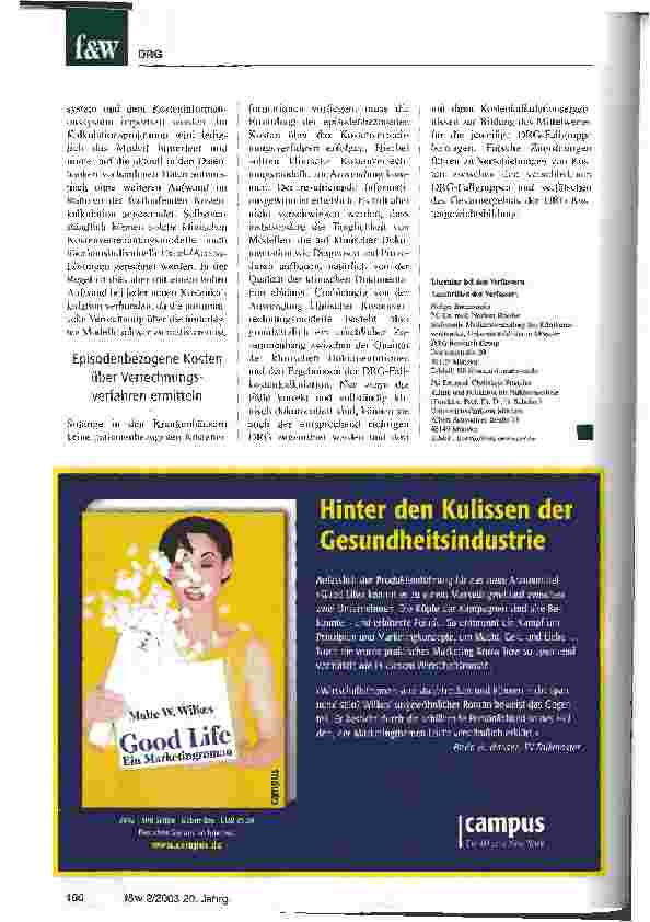 Vorschauseite 5: Valide DRG-Kalkulation durch Klinische Kostenverrechungsmodelle Das Universitätsklinikum Münster zeigt, wie Kosten patientenbezogen verrechnet werden