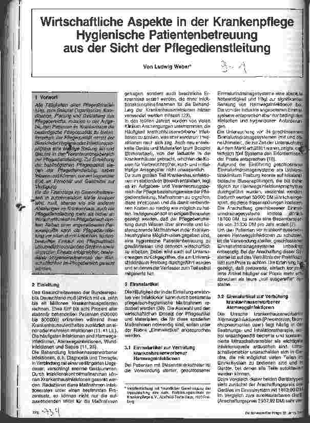 Vorschauseite 1: Wirtschaftlilche Aspekte in der Krankenpflege // Hygienische Patientenbetreuung aus der Sicht der Pflegedienstleitung