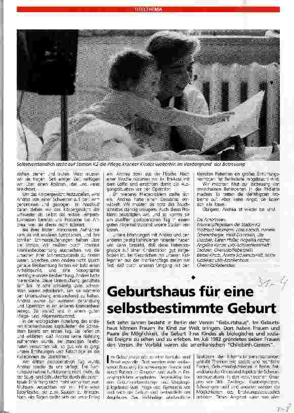 Vorschauseite 1: Geburtshaus für eine selbstbestimmte Geburt