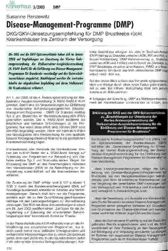 Vorschauseite 1: Disease-Management-Programme (DMP)