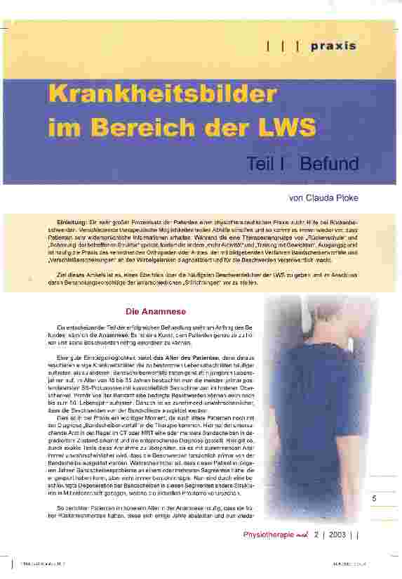 Vorschauseite 1: Krankheitsbilder im Bereich der LWS