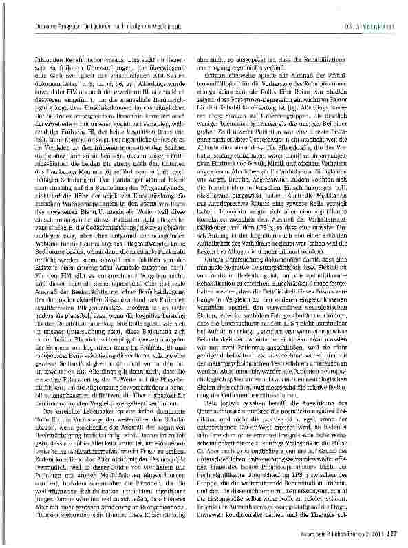Vorschauseite 5: Outcome-Prognose für Läsionen nach malignem Mediainsult in der Phase B: »Cognition matters«