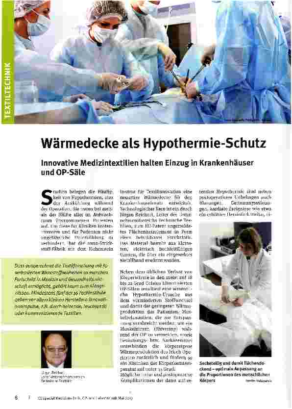 Vorschauseite 1: Wärmedecke als Hypothermie-Schutz