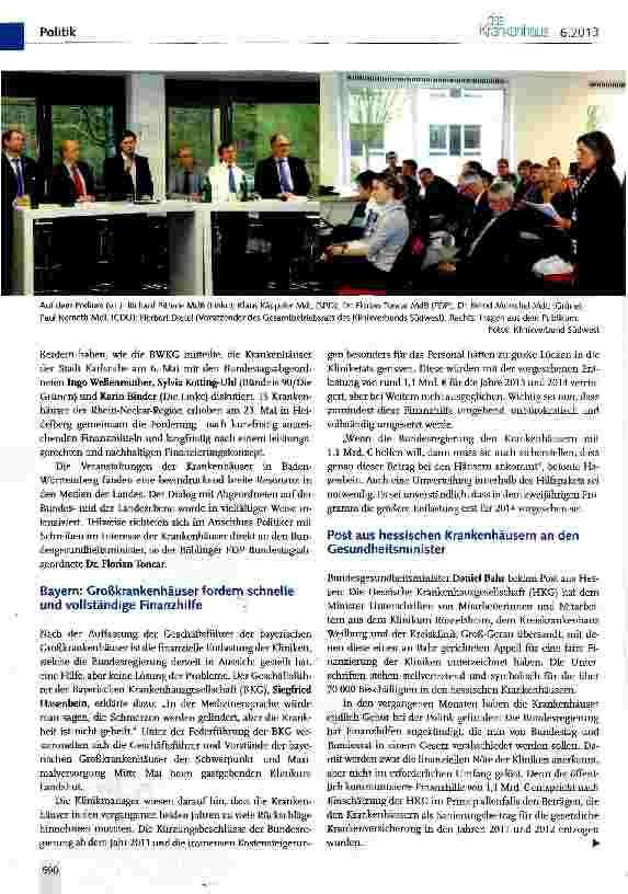 Vorschauseite 6: Finanzierungspaket für Krankenhäuser