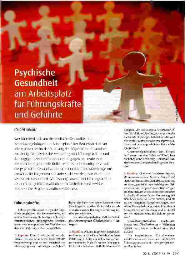 Vorschauseite 1: Psychische Gesundheit am Arbeitsplatz für Führungskräfte und Geführte