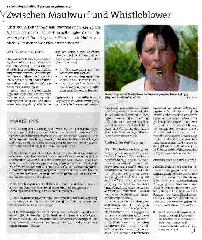 Vorschauseite 1: Zwischen Maulwurf und Whistleblower