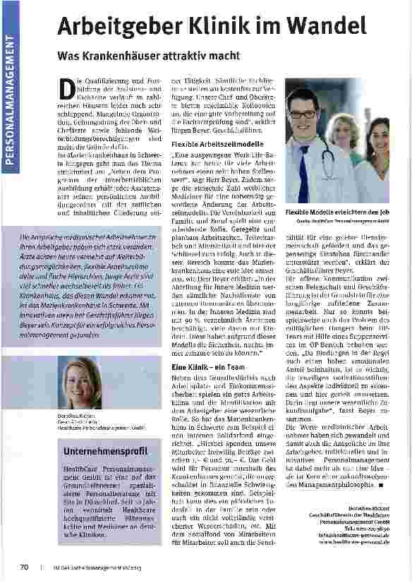 Vorschauseite 1: Arbeitgeber Klinik im Wandel