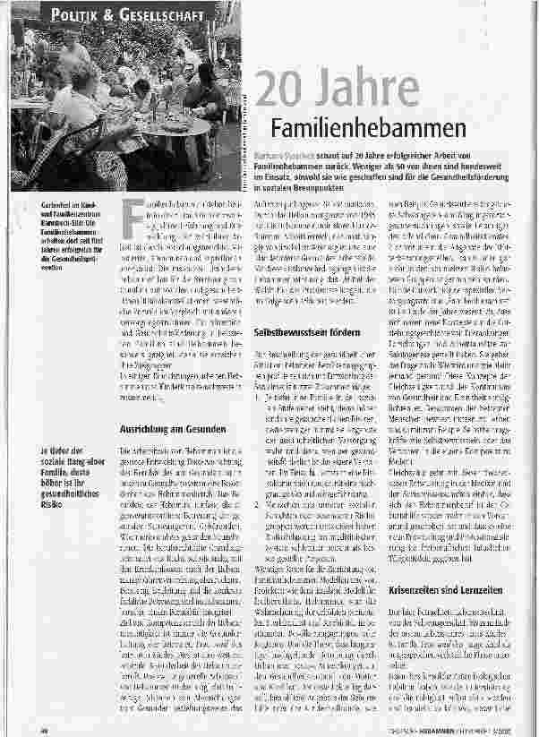 Vorschauseite 1: 20 Jahre Familienhebammen
