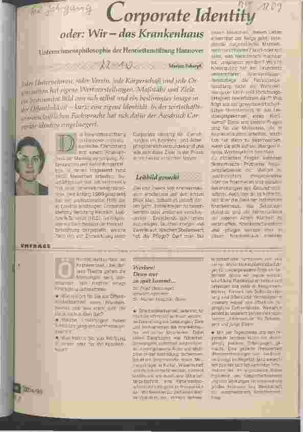 Vorschauseite 1: Corporate Identity oder: Wir, das Krankenhaus Unternehmensphilosophie der Henriettenstiftung Hannover