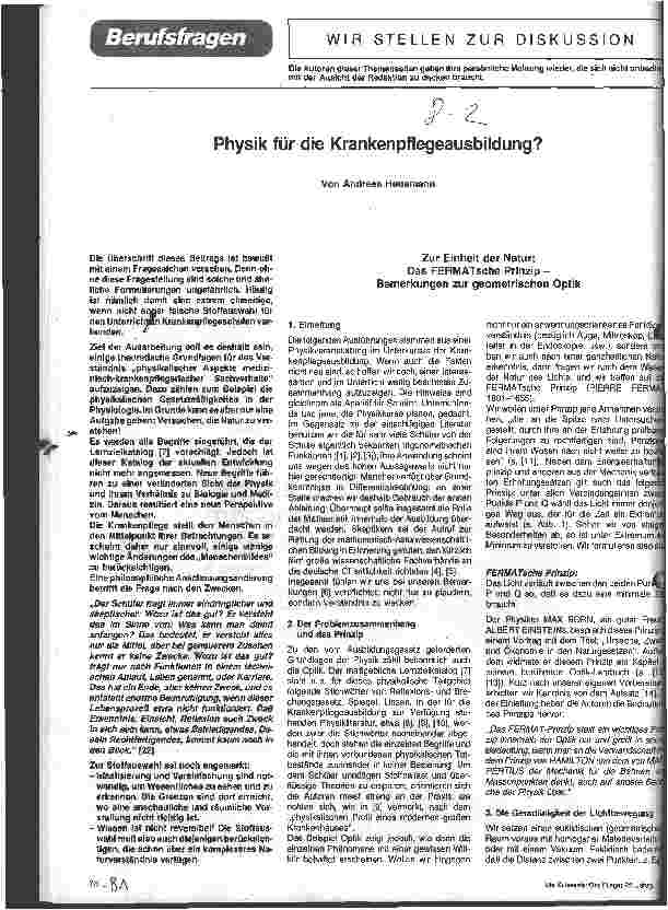 Vorschauseite 1: Physik für die Krankenpflegeausbildung?