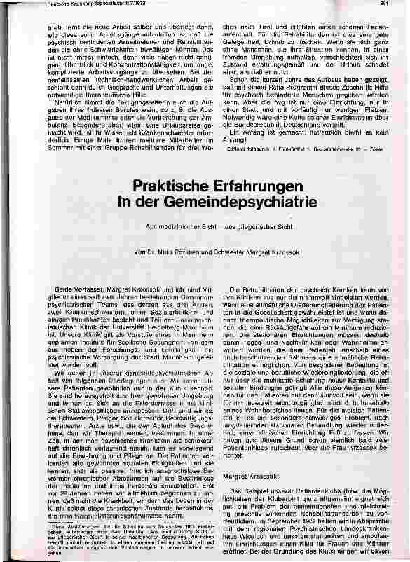 Vorschauseite 3: Frankfurter Werkgemeinschaft: Hilfe für psychisch Kranke