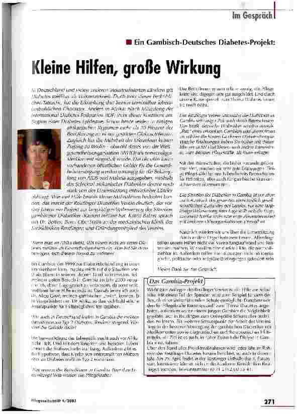Vorschauseite 1: Kleine Hilfen, große Wirkung Ein Gambisch-Deutsches Diabetes-Projekt