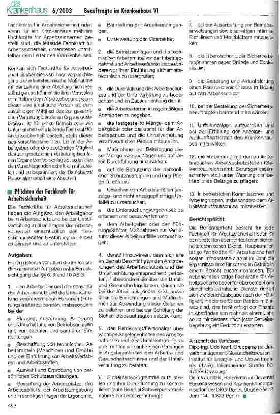 Vorschauseite 4: Beauftragte im Krankenhaus VI Fachkraft für Arbeitssicherheit