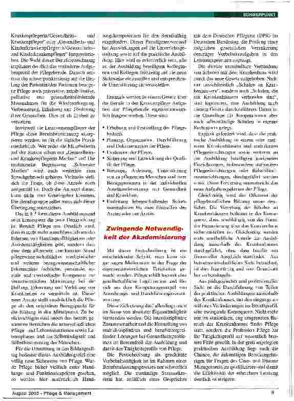 Vorschauseite 2: Krankenpflegegesetz (I) Neuordnung der Ausbildung