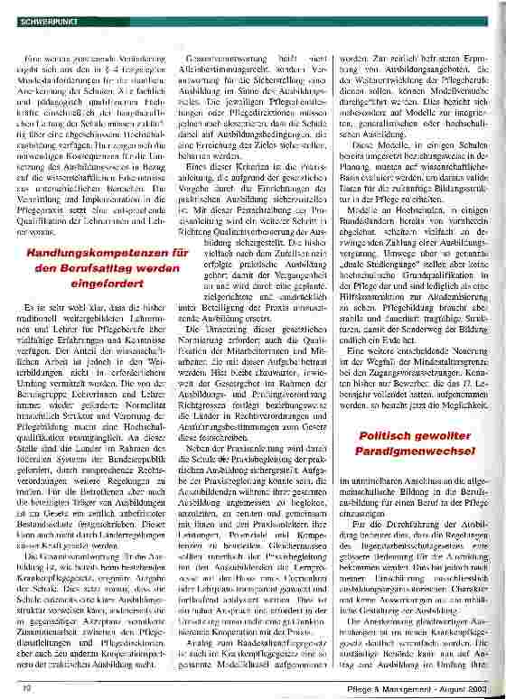 Vorschauseite 3: Krankenpflegegesetz (I) Neuordnung der Ausbildung