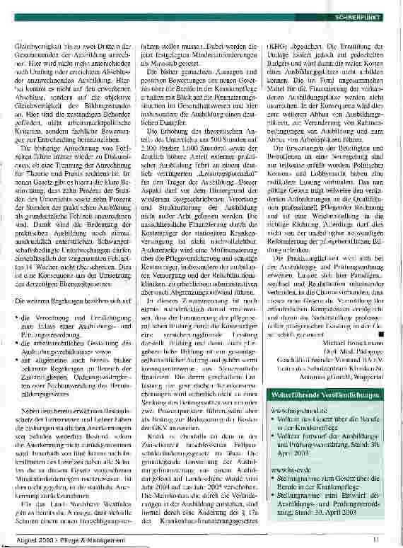 Vorschauseite 4: Krankenpflegegesetz (I) Neuordnung der Ausbildung