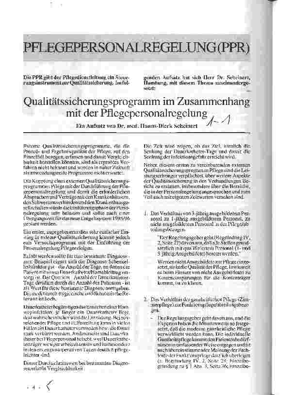 Vorschauseite 1: Qualitätssicherungsprogramm im Zusammenhang mit der Pflegepersonalregelung