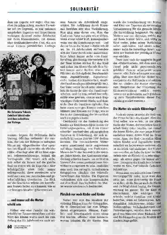 Vorschauseite 2: Gibt es Solidarität unter Frauen? Tagung des Schweizer Vereins der Mütterberatungsschwestern