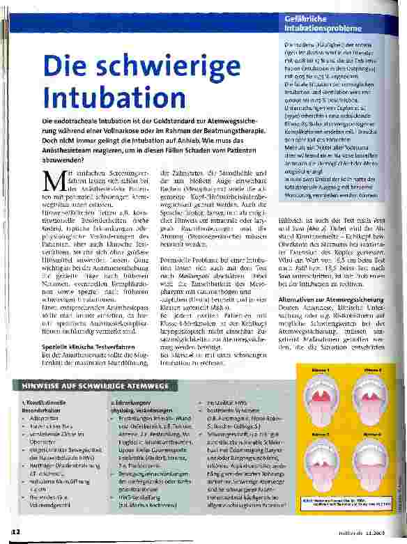 Vorschauseite 1: Die schwierige Intubation