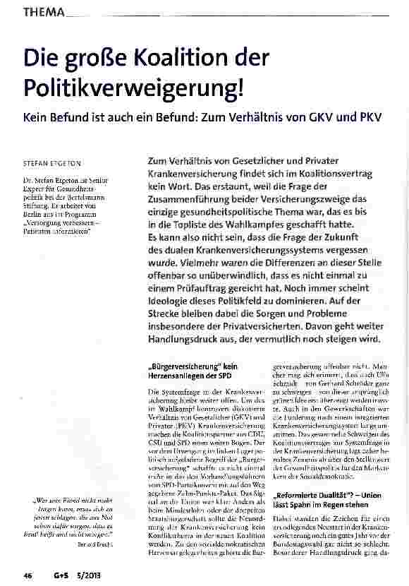Vorschauseite 1: Die große Koalition der Politikverweigerung!