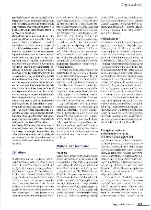 Vorschauseite 2: Ist eine Schnelldesinfektion von mobilen elektronischen Geräten ohne Schäden möglich?