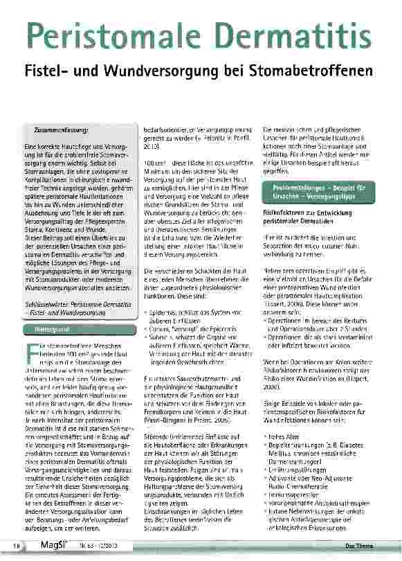 Vorschauseite 1: Peristomale Dermatitis Fistelund Wundversorgung bei Stomabetroffenen