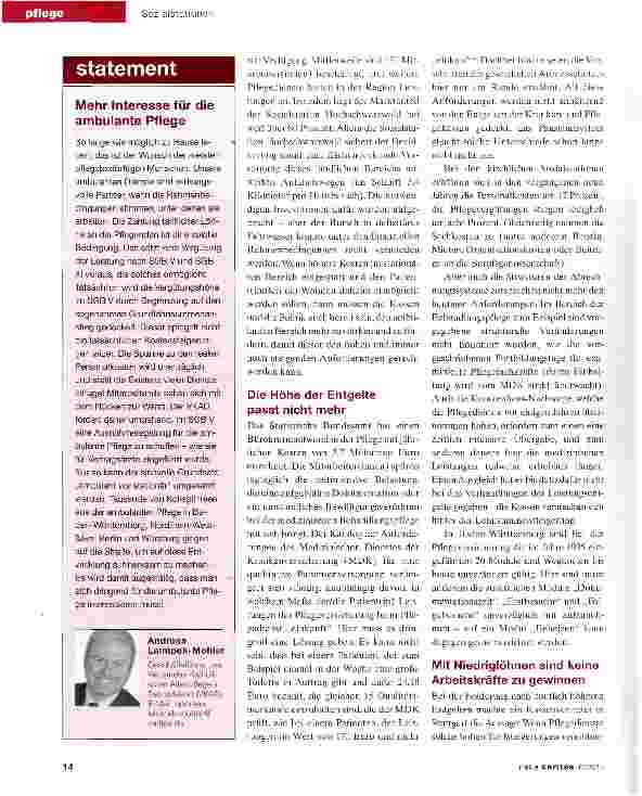 Vorschauseite 2: Die Pflege hat einen Wert