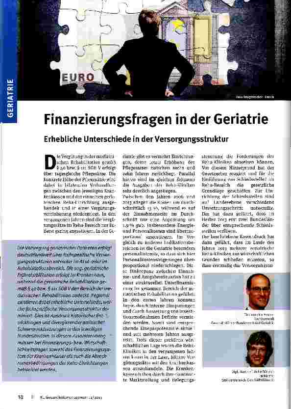 Vorschauseite 1: Finanzierungsfragen in der Geriatrie
