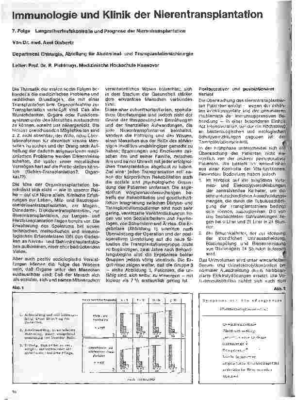 Vorschauseite 1: Immunologie und Klinik der Nierentransplantation 7. Folge: Langzeitverlaufskontrolle und Prognose