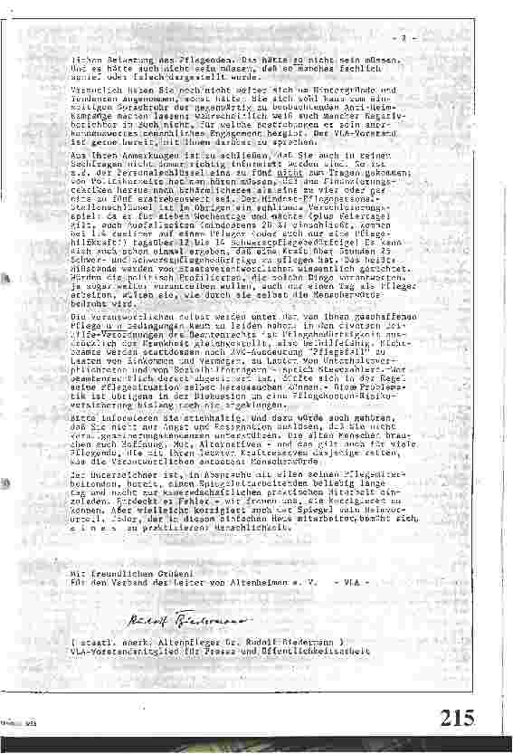 Vorschauseite 2: Verband der Leiter von Altenheimen e. V. / Brief an die Spiegelredaktion