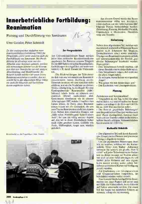 Vorschauseite 1: Innerbetriebliche Fortbildung: Reanimation Planung und Durchführung von Seminaren