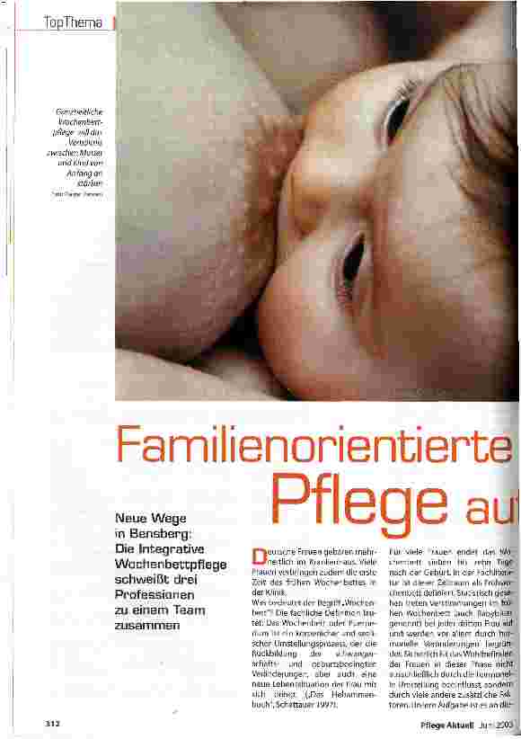 Vorschauseite 1: Familienorientierte Pflege auf Station