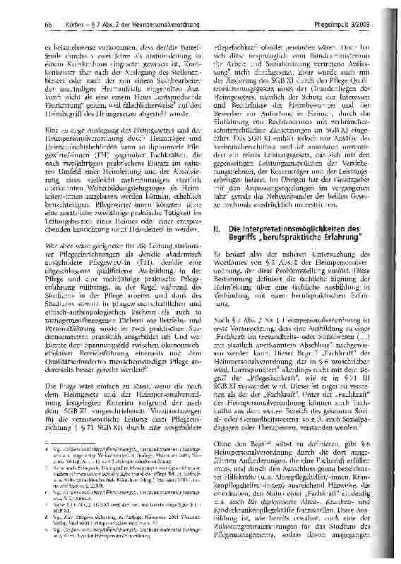 Vorschauseite 2: Verhindert § 2 Abs. 2 der Heimpersonalverordnung die Einstellung von Absolventen des Fachhochschulstudiengangs Pflegemanagement als Heimleitungen?