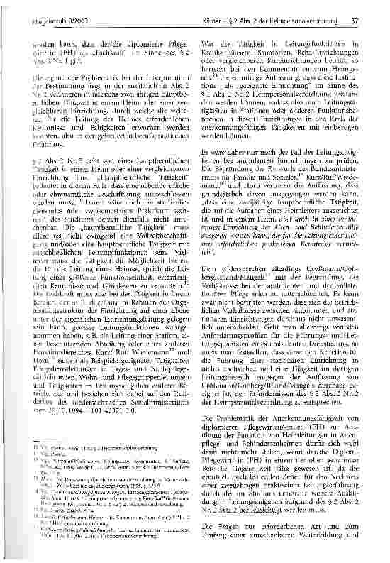 Vorschauseite 3: Verhindert § 2 Abs. 2 der Heimpersonalverordnung die Einstellung von Absolventen des Fachhochschulstudiengangs Pflegemanagement als Heimleitungen?