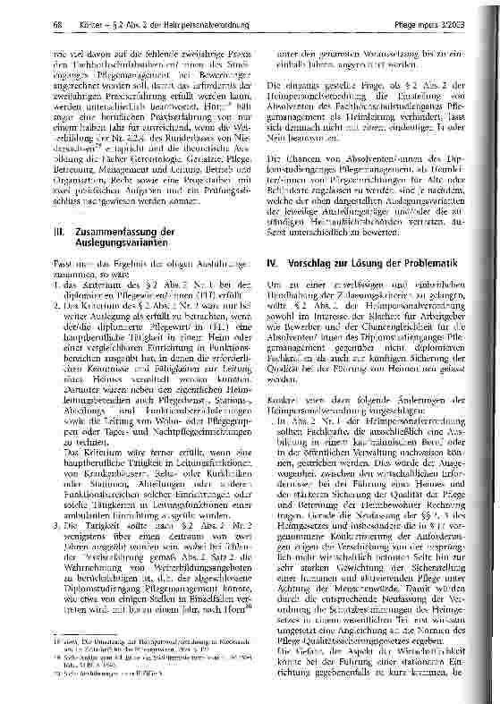 Vorschauseite 4: Verhindert § 2 Abs. 2 der Heimpersonalverordnung die Einstellung von Absolventen des Fachhochschulstudiengangs Pflegemanagement als Heimleitungen?