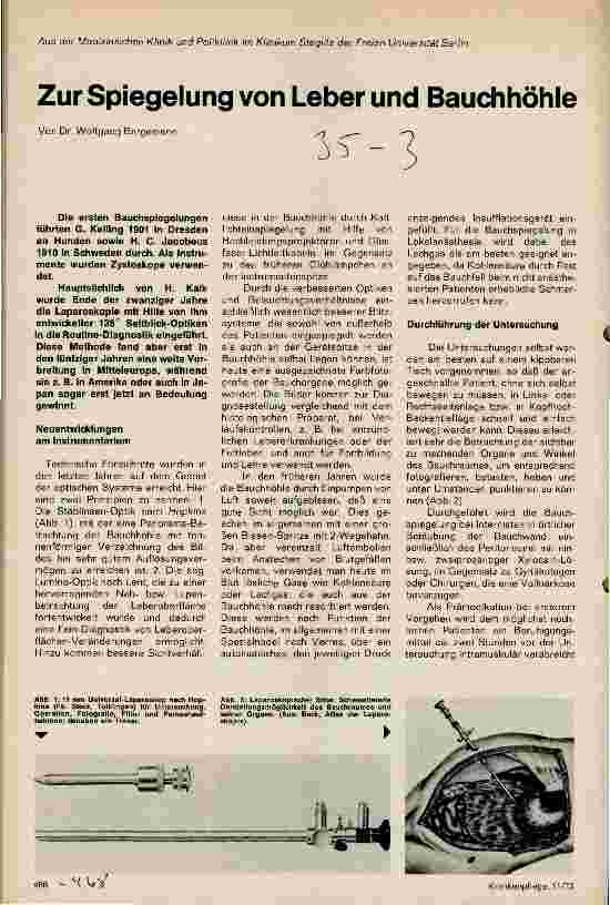 Vorschauseite 1: Zur Spiegelung von Leber und Bauchhöhle