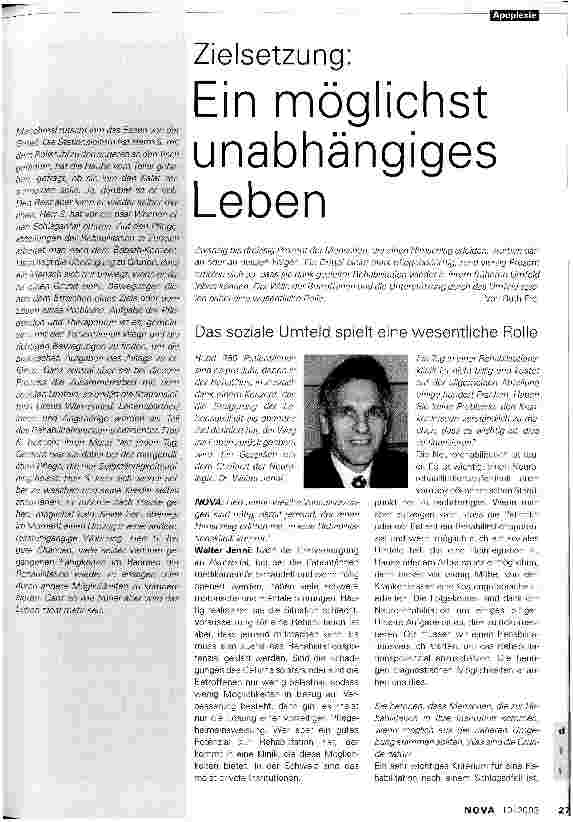 Vorschauseite 1: Zielsetzung: Ein möglichst unabhängiges Leben Apoplexie