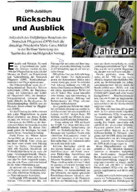 Vorschauseite 1: DPR-Jubiläum: Rückschau und Ausblick