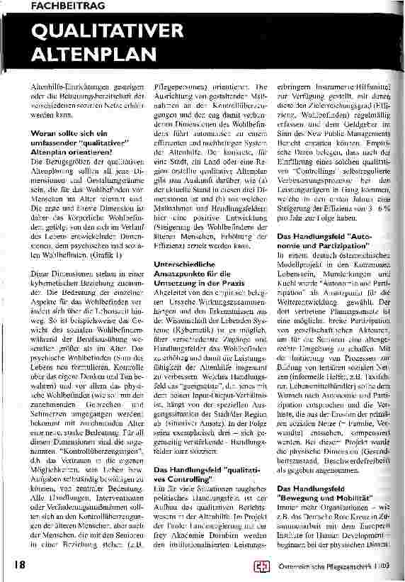 Vorschauseite 3: To be or not to be - Die politische Altenhilfe vor einem notwendigen Paradigmenwechsel