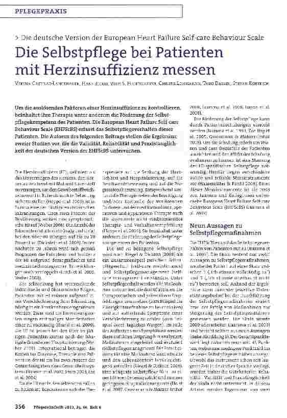 Vorschauseite 1: Die Selbstpflege bei Patienten mit Herzinsuffizienz messen