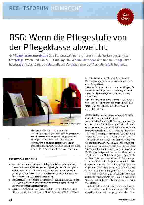 Vorschauseite 1: BSC: Wenn die Pflegestufe von der Pflegeklasse abweicht