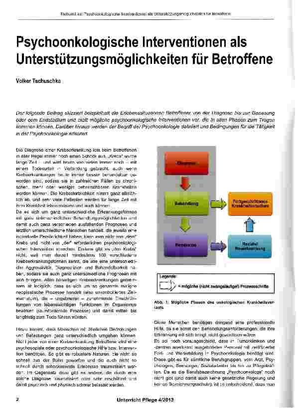 Vorschauseite 1: Psychoonkologische Interventionen als Unterstützungsmöglichkeiten für Betroffene