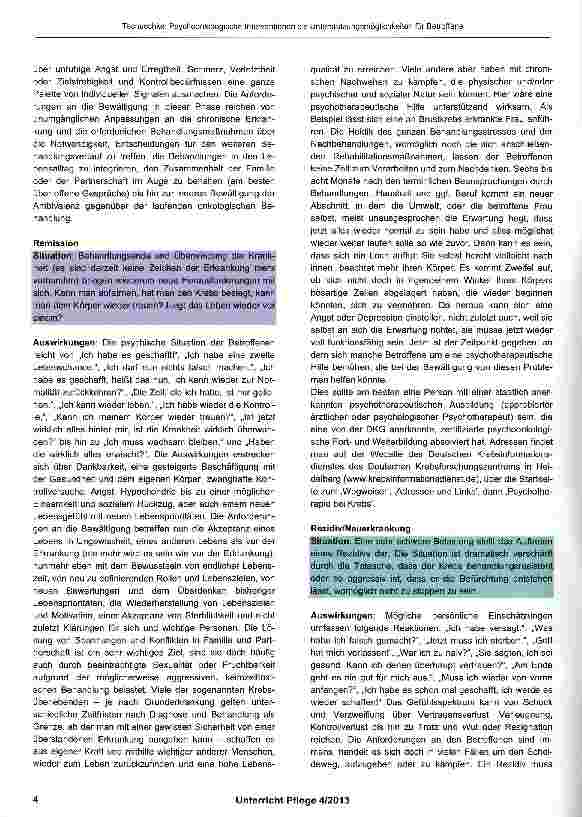 Vorschauseite 3: Psychoonkologische Interventionen als Unterstützungsmöglichkeiten für Betroffene