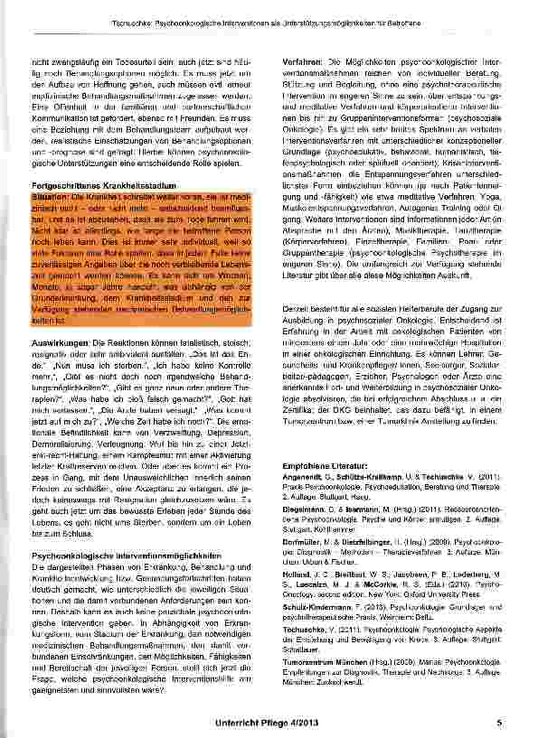 Vorschauseite 4: Psychoonkologische Interventionen als Unterstützungsmöglichkeiten für Betroffene