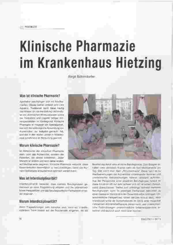 Vorschauseite 1: Klinische Pharmazie im Krankenhaus Hietzing