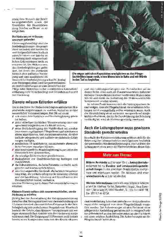 Vorschauseite 2: Die ambulante Sterbebegleitung rückt stärker ins Bewusstsein