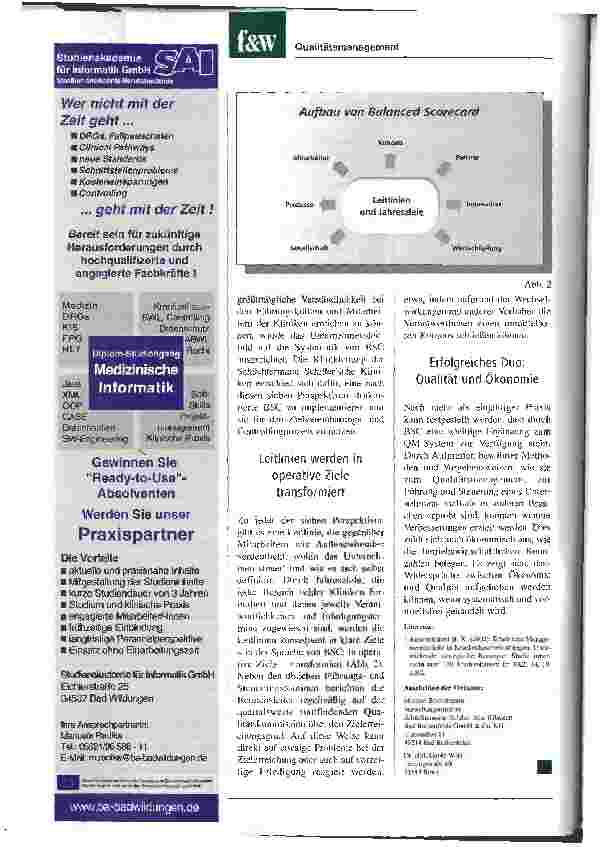 Vorschauseite 3: Praktische Erfahrungen mit Balanced Scorecard Qualität zahlt sich auch ökonomisch aus